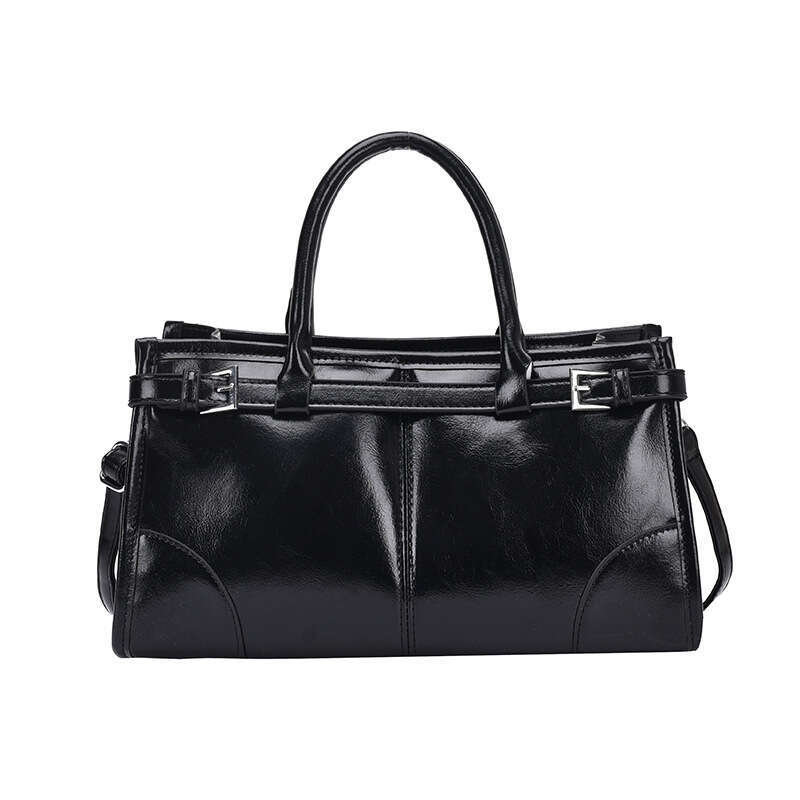 2025 New Handheld Commuter Underarm Fashionable Stylish Color-Block Women's Single Shoulder Oil Wax Leather Large Capacity Bag