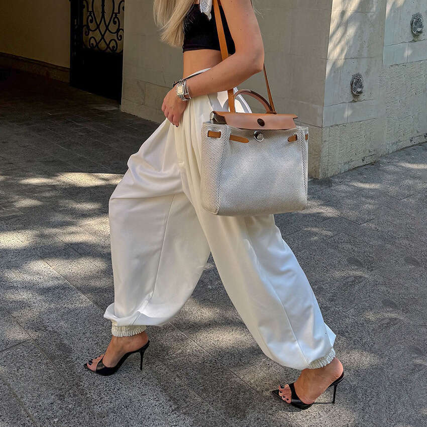 Autumn Winter New Loose Solid Color Colorful Satin Jogger Pants For Women With Design Sense, Elegant And Fashionable Commuting B5