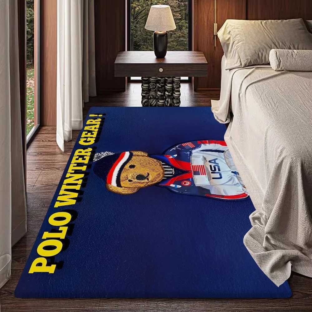 Luxurious PPolo Teddy Bear Bathroom Mat Antislip Absorb Water Long Strip Cushion Bedroon Mat Welcome Doormat Y250906asw