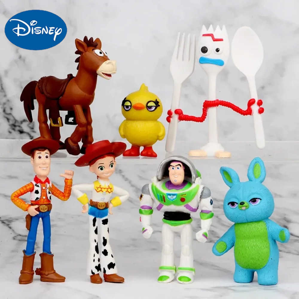 Disney Toy Story Anime Toys Woody Jessie Buzz Lightyear Forky Figures Model Doll Desktop Cake Decoration For Childrens Gift H250906