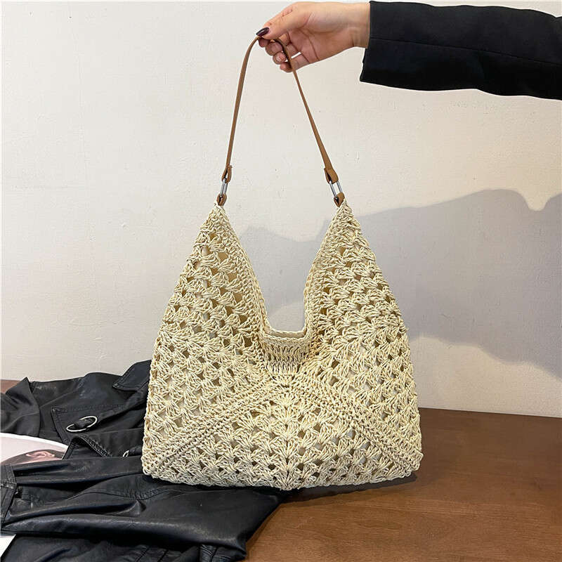 Internet Celebrity Large Capacity Woven for Women 2024 Summer New Single Shoulder Straw Casual Beach Bag
