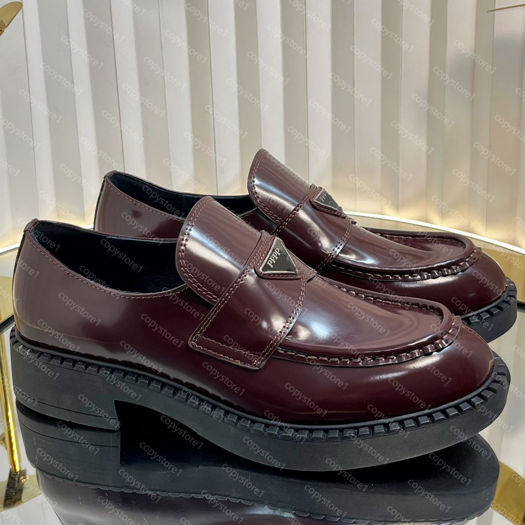 Top Quality Chocolate Brushed Leather Loafers Designer Men Women Monolith Leather Oxford Loafers Luxury Cowhide Platform Dress Shoe