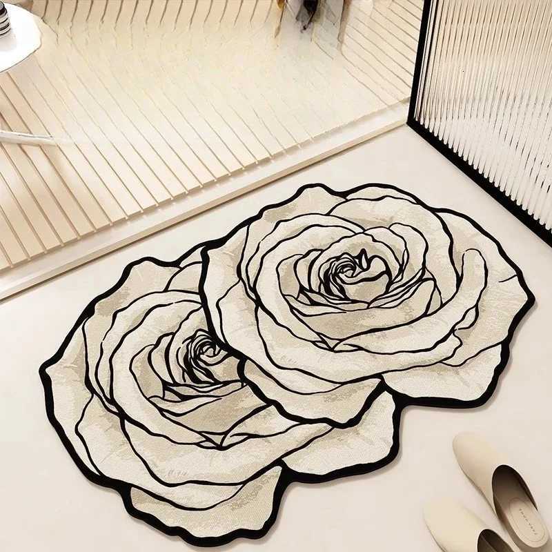 Luxurious Light Luxury French Flowers Carpet Bathroom Entrance Absorbent Floor Mat Door Toilet Nonslip Foot Pad Irregular Minimalist Rugs Y251105