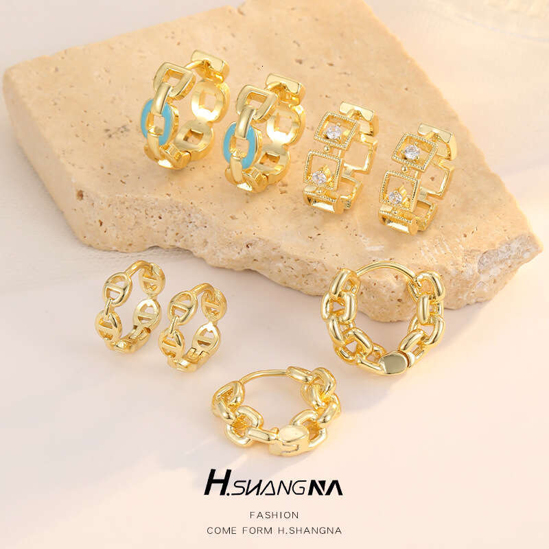 DHpet Minimalist Zircon Plain Hoop 14K Gold Color Retention High-end Feel Elegant Earrings for Women