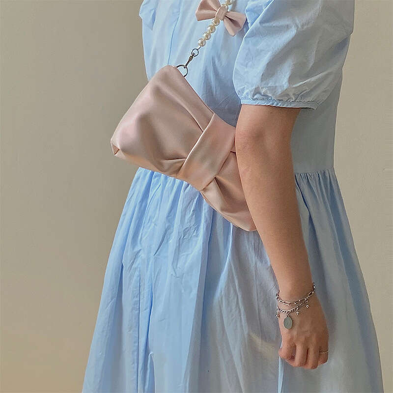 Girl's Pearl Bowknot Underarm 2025 New Fresh Fairy Korean Style Shoulder Handbag Crossbody Bag