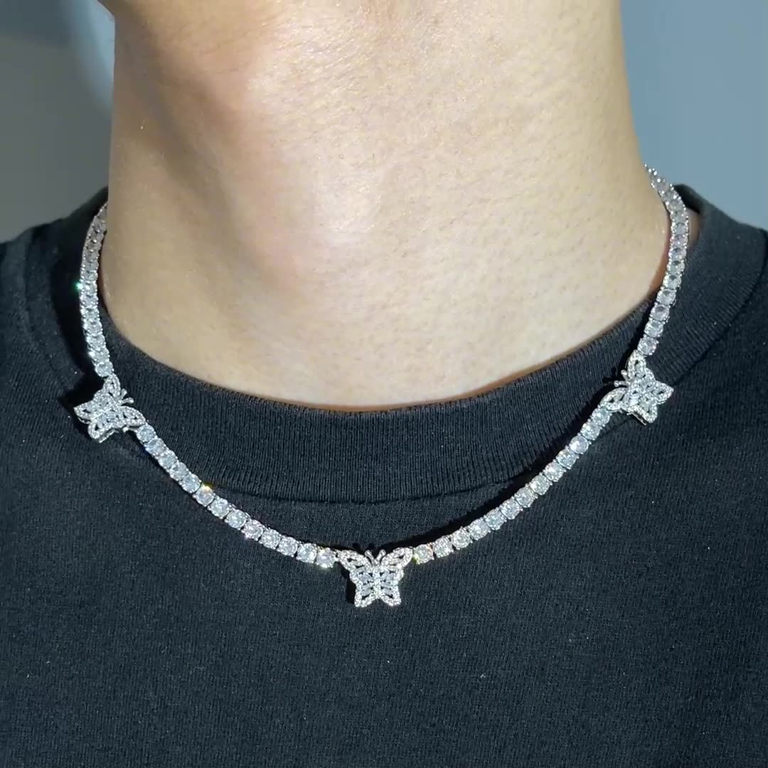 Charm Hollow Butterfly Tennis Chain Necklace Gold Plated Chokers Clavicle Chain Jewelry
