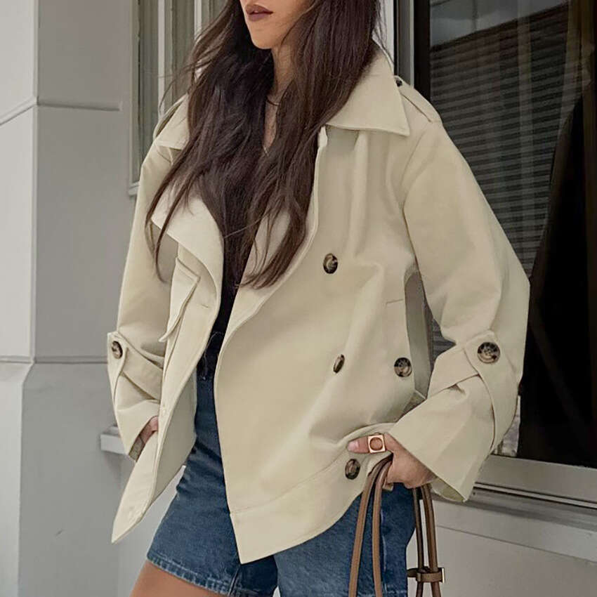 Autumn Winter New British Style Lace-Up Long Sleeve Trench Coat With Design Sense, Elegant And Fashionable For Commuting In B3