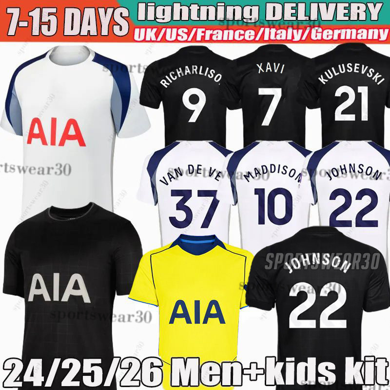 25 26 tottenhamjersey Soccer Jerseys MADDISON TEL KULUSEVSKI RICHARLISON XAVI BISSOUMA JOHNSON VAN DE VEN tottenaham 2025 football shirt mens kit kids