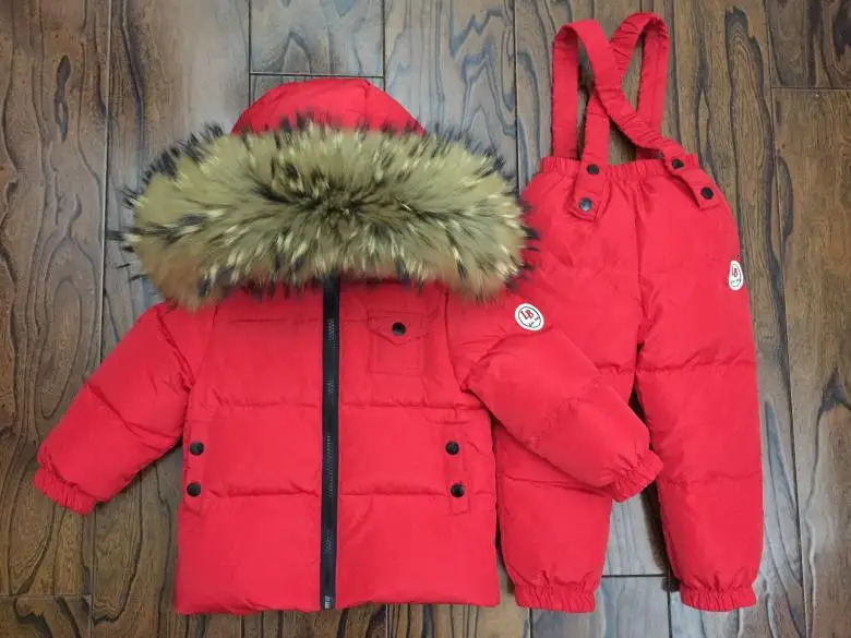 Russian Winter Down Suit Super Warm Children Winter Suits Boys Girl Duck Down Jacketoveralls 2 Pcs Clothing Set Kids Snow Wear 250905