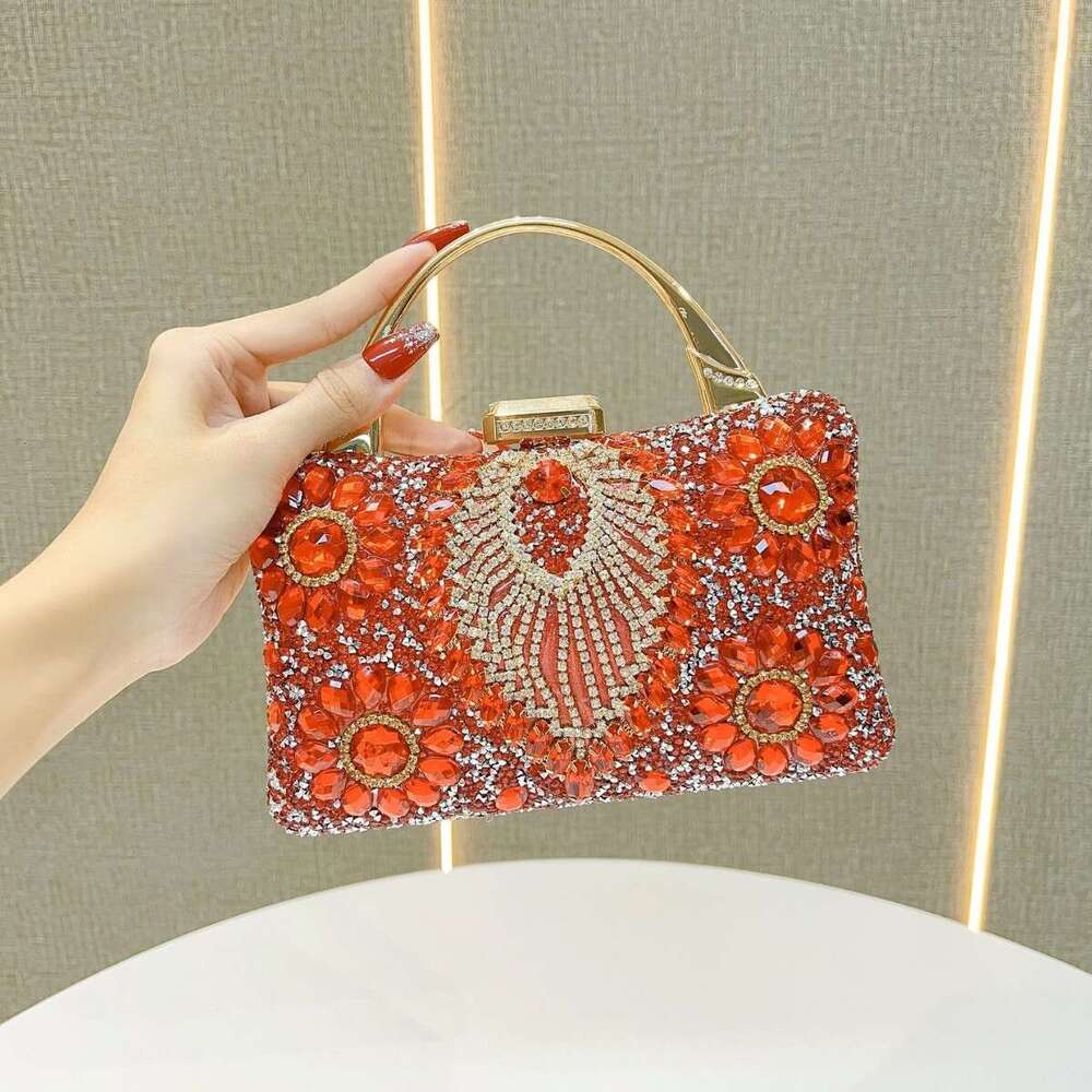 New Style Socialite Heavy Embroidered Diamond Evening Diamond-Encrusted Handbag for Women Wedding Banquet Matching Cheongsam Women's Bag