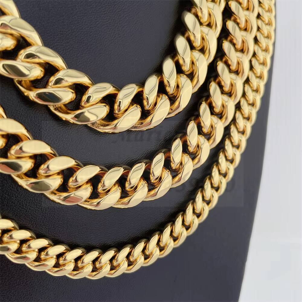 Hiphop Necklace S925 With Moissanite Clasp and Plated 14k Stainless Steel Cuban Moissanite Miami Cuban Chain