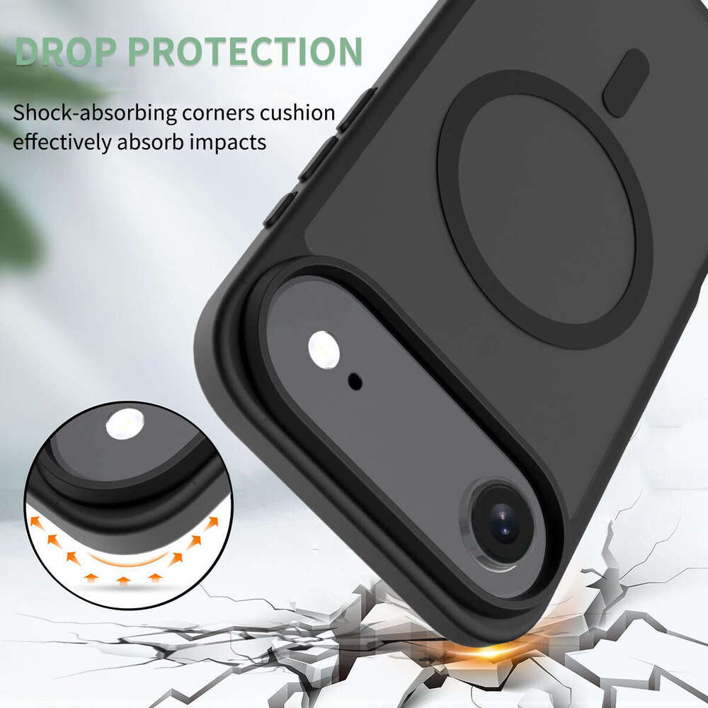 DHgargets New Apple 17 Air Phone Shockproof Full Coverage Airbag Matte Magnetic Black Thickened 16 Pro Protective Case