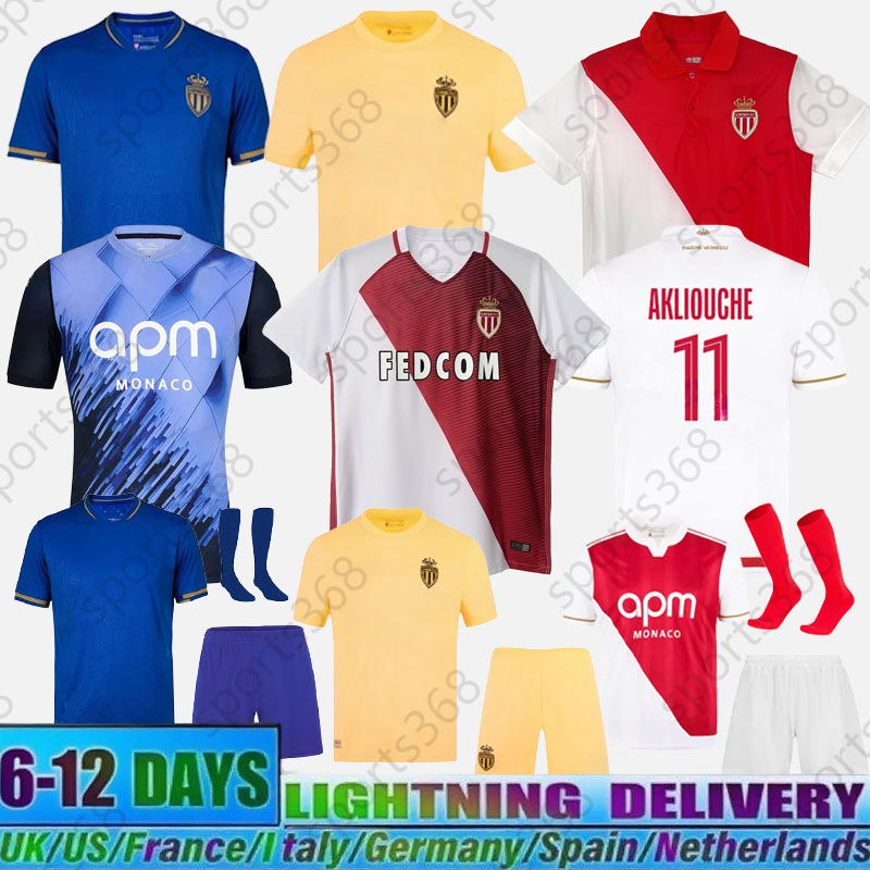 FCMONACO Home jersey Retro maillot monaco AWAY THIRD footbal jersey players fan COULIBALY MIKA GOLOVIN 25 26 maillot de foot POGBA AKLIOUCHE Men kids football shirt
