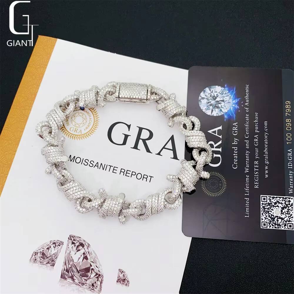 New Design Bracelet Iced Out Hip Hop Jewelry 925 Silver Moissanite Diamond Bracelets Lucky Chain Bracelets Unisex