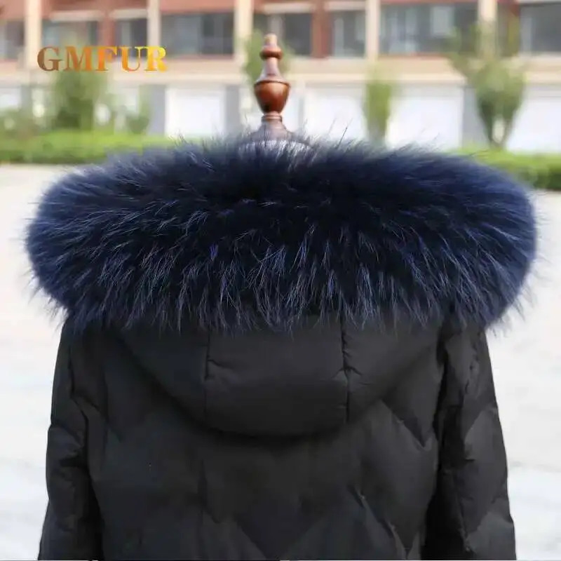 Winter Real Natural Raccoon Fur Collar Coats y Warm Women Large Scarves Female Neck Long Genuine Scarf 250906