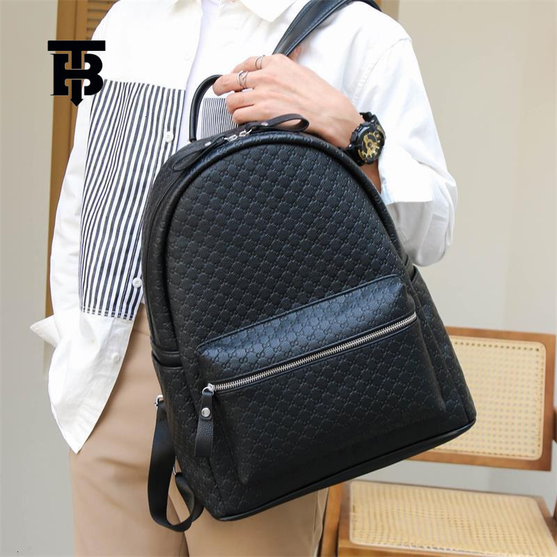Designer Bag Backpack Men's Bag Trendy Brand Classic Leather Plaid Backpack Trendy Street Fashion Korean Luxury Bag Version Student School Bag La