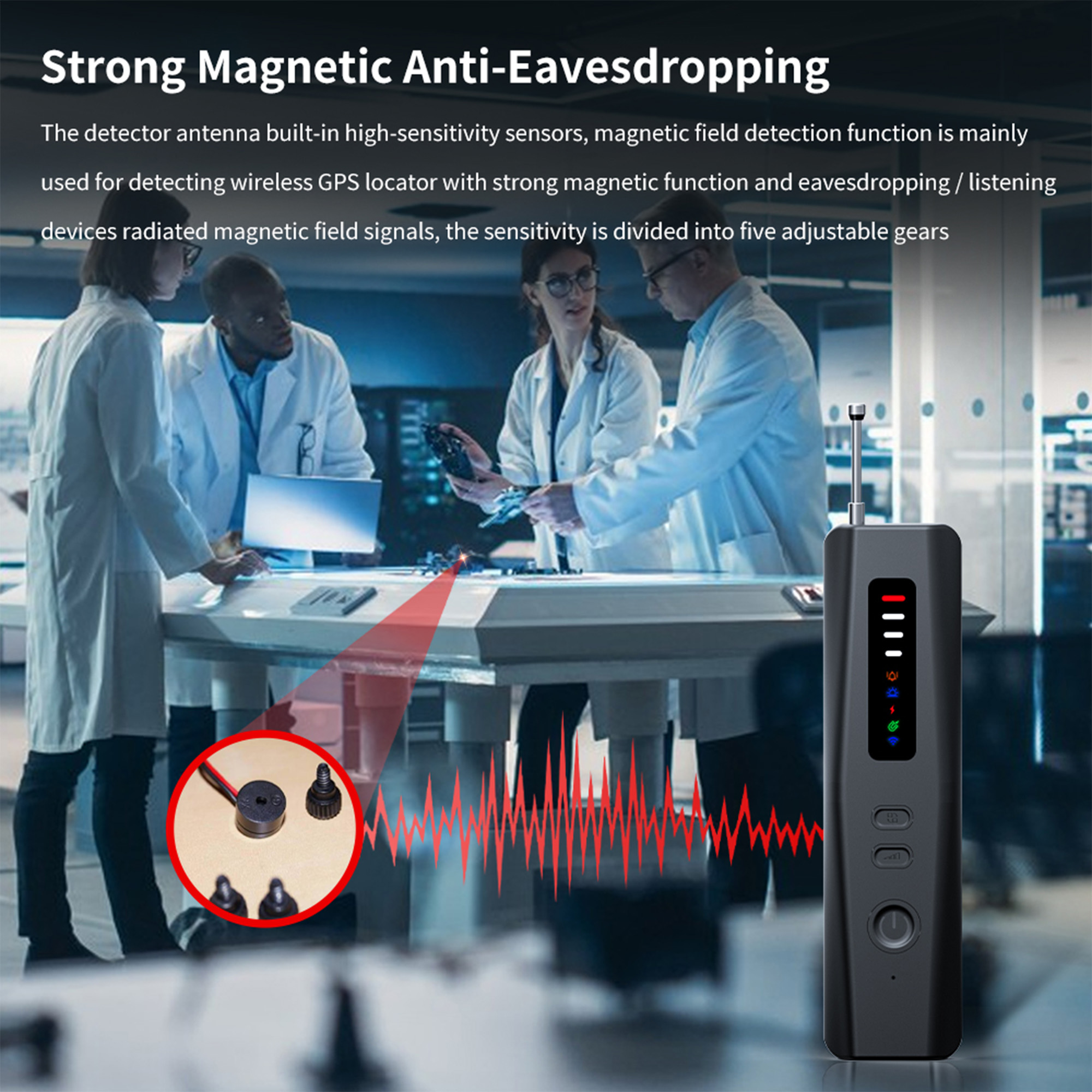 Hidden Camera Detectors, Advanced Anti-Spy Technology RF Signal GPS Tracker Finder, Wireless Bug Sweeper with Magnetic Detection for Home Office Trave