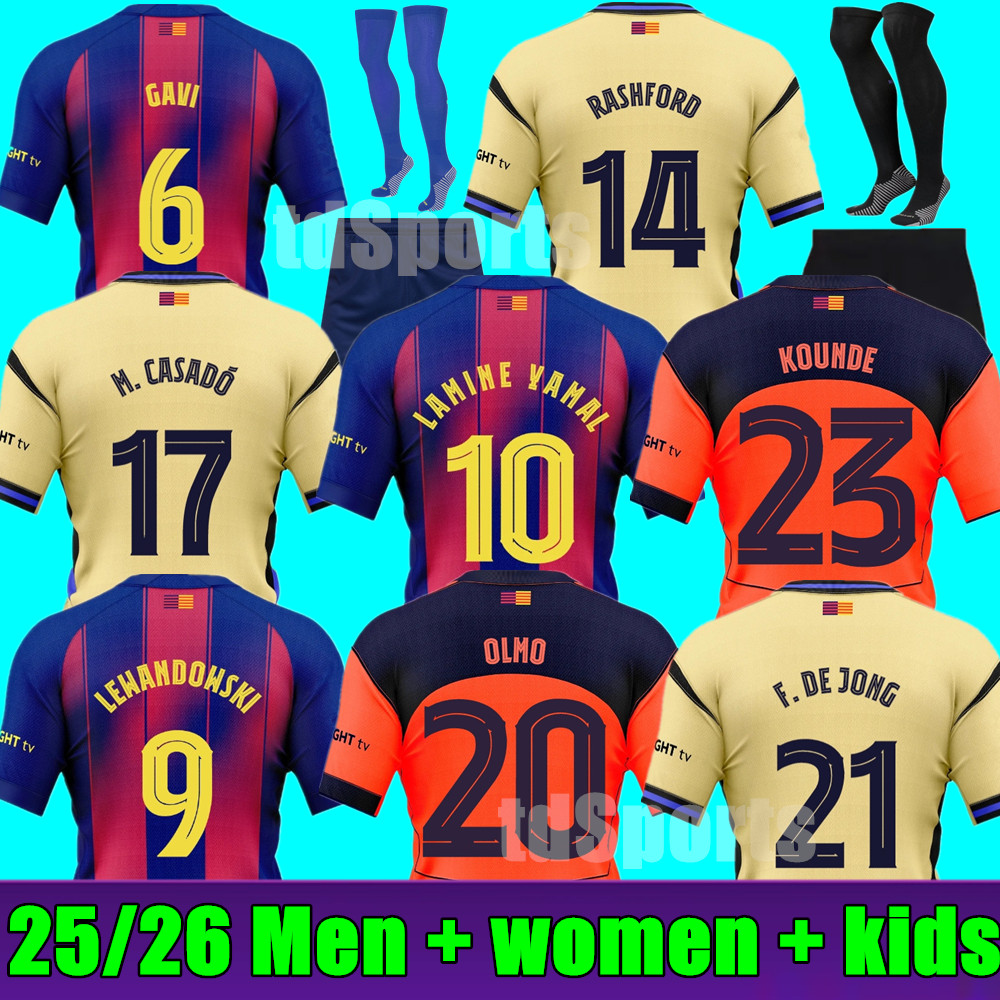 25 26 LEWANDOWSKI Soccer Jerseys home away 3rd Karol GPEDRI GAVI R.ARAUJO FERRAN RAPHINHA 2025 2026 F.DE JONG OLOM Camisetas Football Shirt Men kids kit LAMINE YAMAL