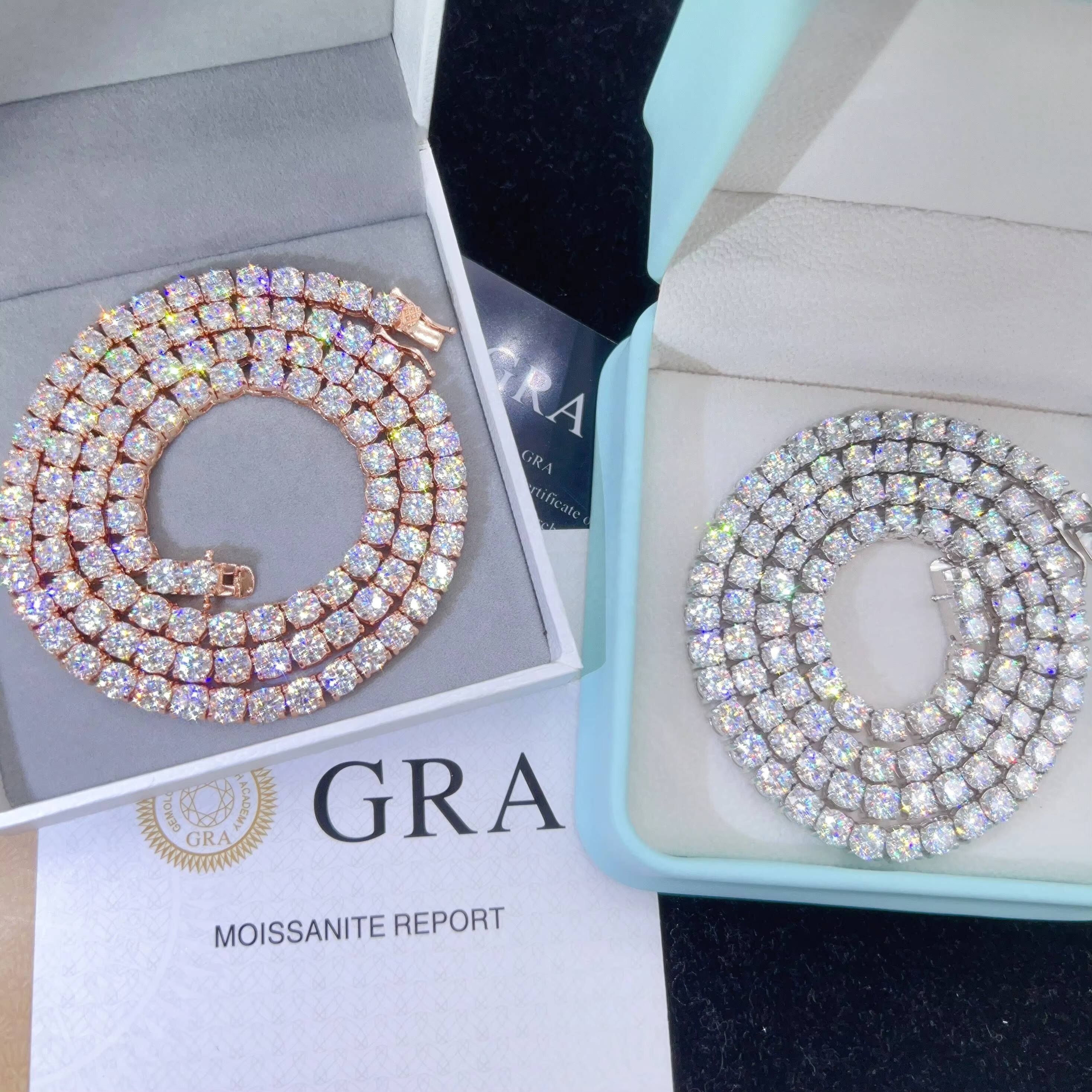 2MM 3MM 4MM 5MM 65MM Classic Necklace Silver 925 VVS Moissanite Diamond Hip Hop Chains Fine Jewelry Tennis Bracelet Chain