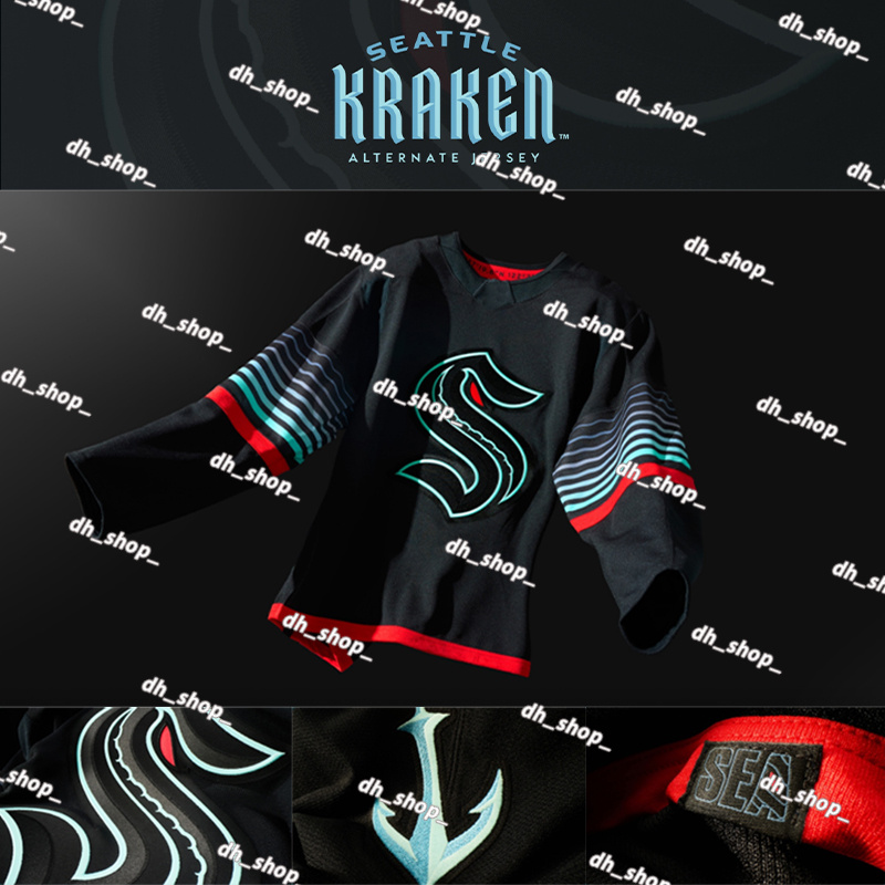 10 Matty Beniers 2025-26 All Black Third Kraken Jersey Kaapo Kakko Jared McCann Eberle Adam Larsson Vince Dunn Jaden Schwartz Brandon Montour Matt Murray