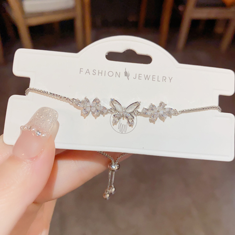 Real Gold Plated Zircon Flower Butterfly Fashionable Elegant Bracelet Niche Versatile High-end Feel Jewelry Mold - view 8