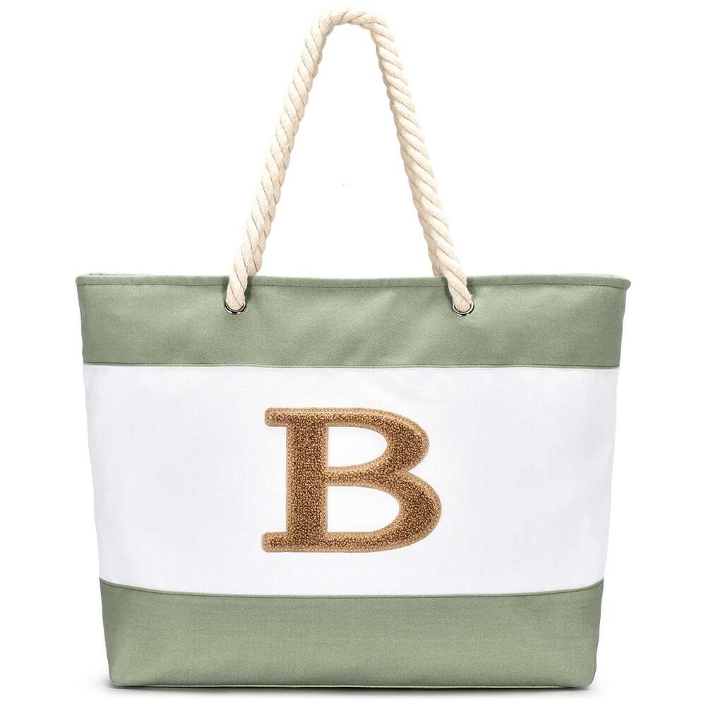 Large Capacity Underarm Beach New Versatile Casual Letter Tote Canvas Patchwork Shoulder Bag