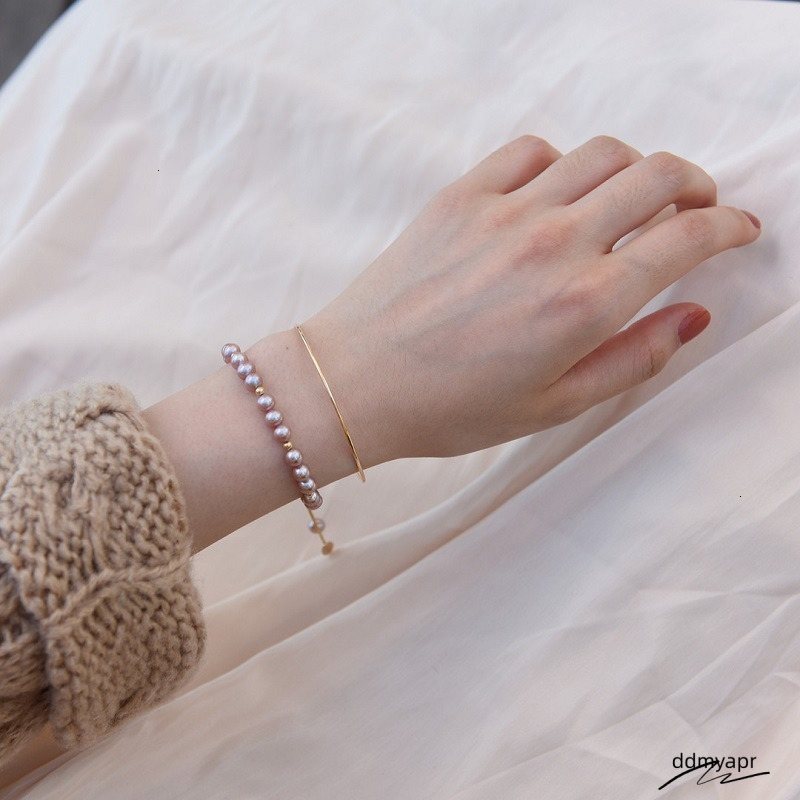 French Simple Freshwater Pearl Bracelet Female Grape Purple Pearl 14K Ddmydec Gold Design Light Adjustable Bracelet