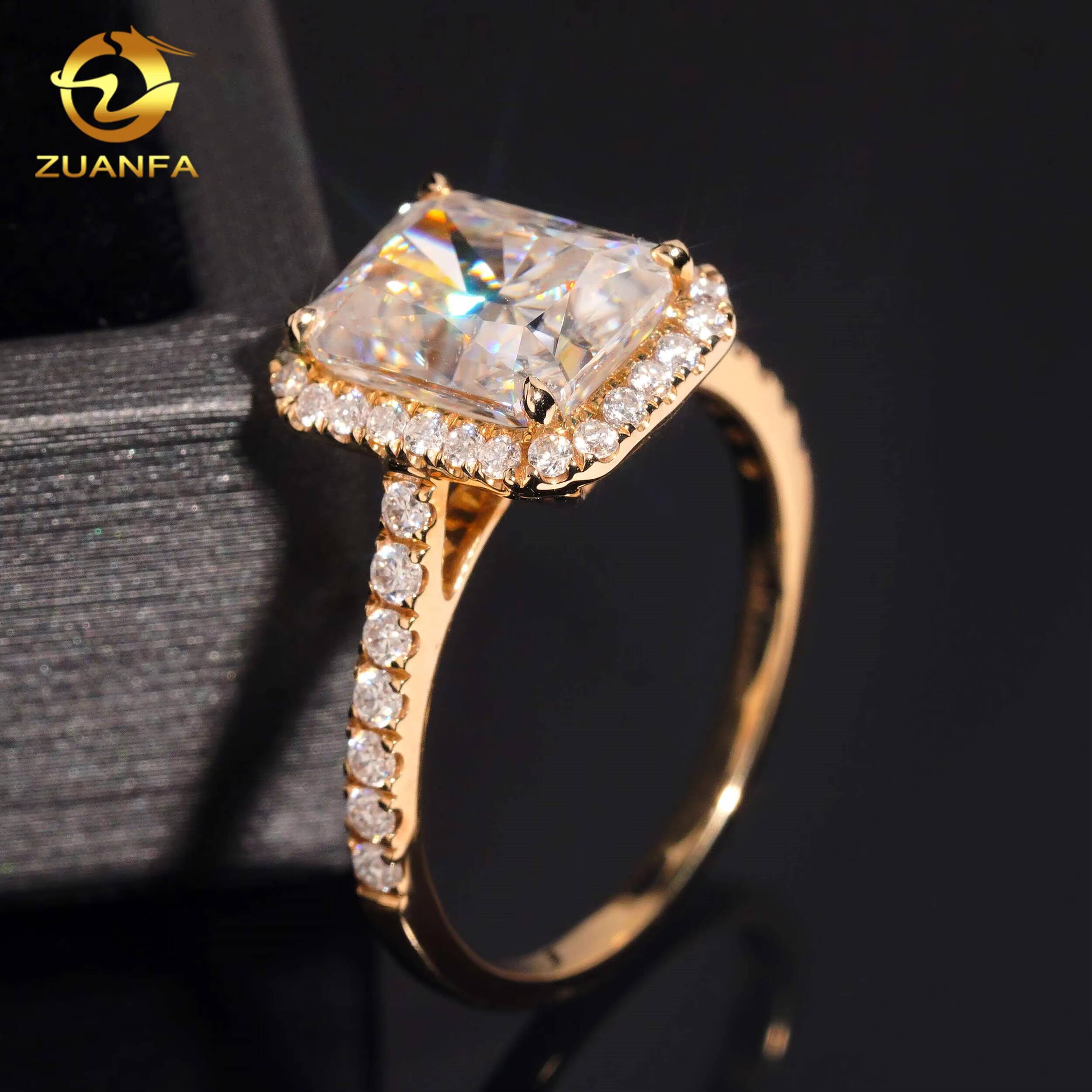 Custom Cluster Radiant Cut Pass Diamond Test 3CT Moissanite Real 10K 14K 18K RoseYellowWhite Gold Wedding Engagement Ring