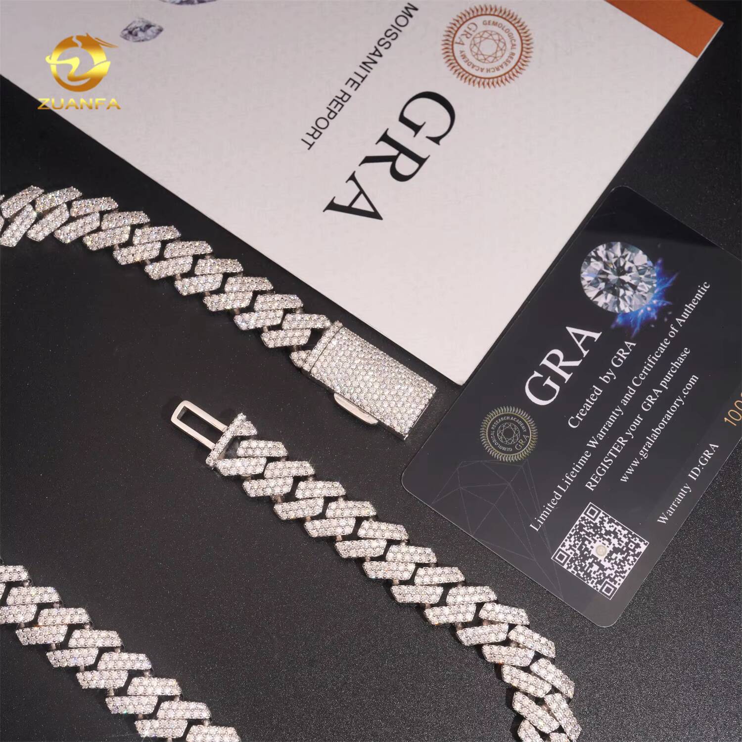 Instock 13mm 2 Row Cuban Link Moissanite Hip Hop Jewelry 925 Silver Iced Out Cuban Link Chain Moissanite Pass Diamond Tester