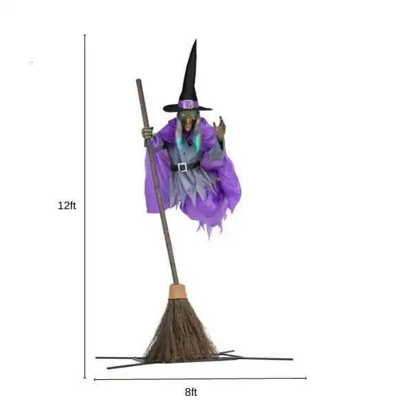 Halloween Decorations Outdoor 12ft Flying Witch Sound Touch Activated Sensor Animatronic Scary Halloween House OrnamentXJ250906