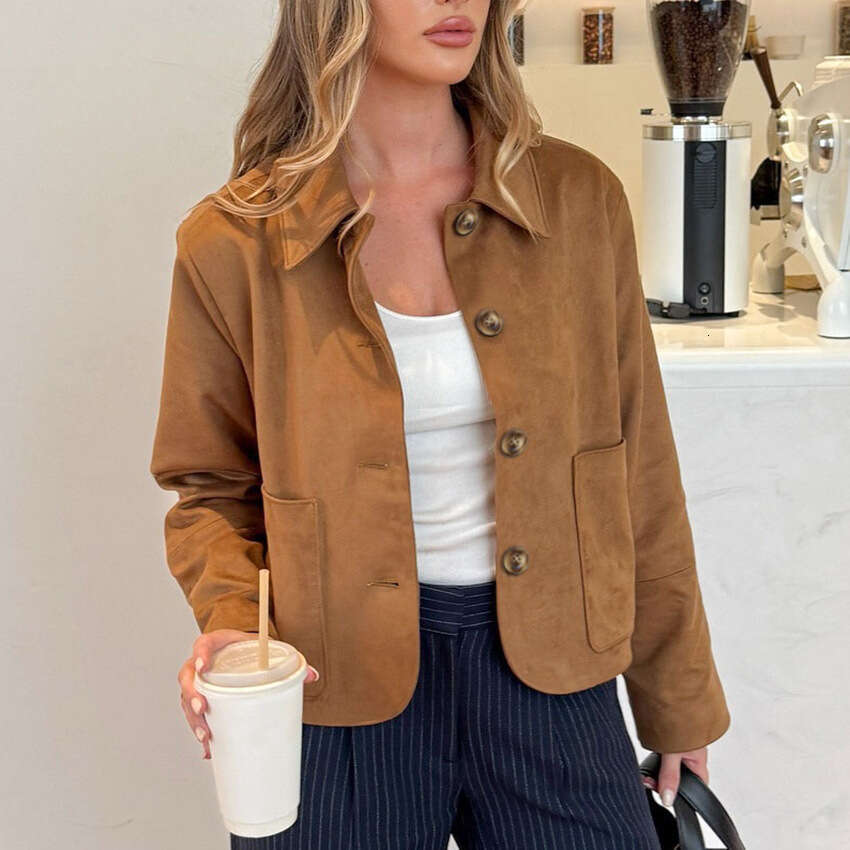 Autumn Winter New Old Money Style Suede Jacket For Women With Design Sense And Casual Matte Velvet Top B3