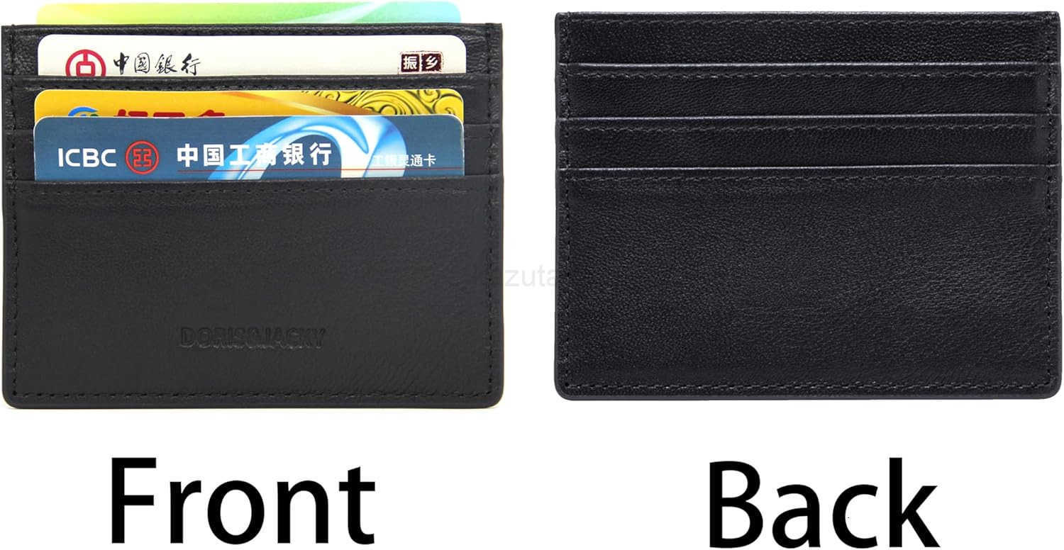 Minimalist Leather Card Holder Wallet Slim Lambskin CARD Case Card Protector 6 Card Slots Thin Business Wallet for Men and WomenDS901Black Z250906