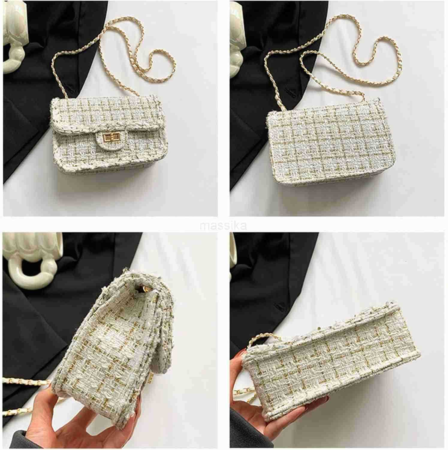 Designer Shoulder Bag for Women Trendy Mini Clutch Evening Bags Quilted Chain Cross body Bag Tweed Purses for Women M250906