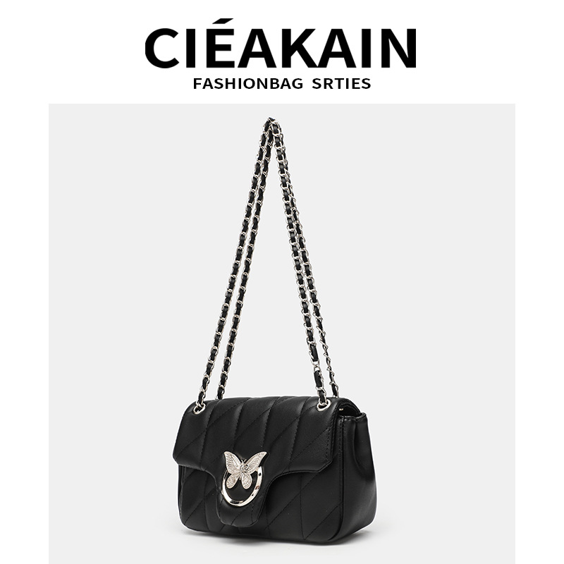 Designer new shoulder diagonal cross fashion hundred build rhombic chain lock bag