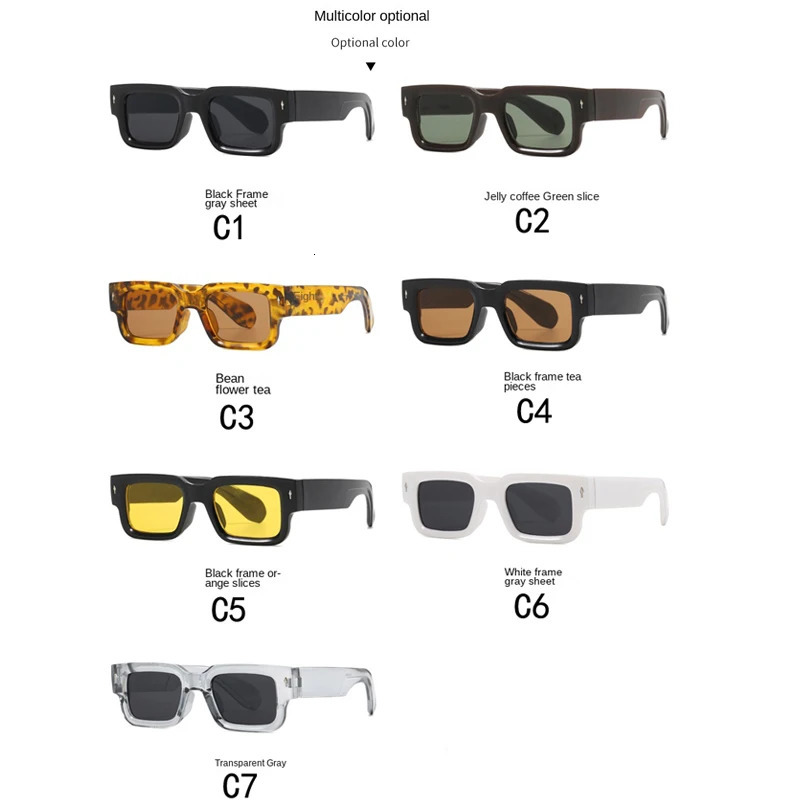 CY5539 Square Sunglasse Men Ocean Color Shades Sun Glasses Female Fashion Rectangle Rivet De Sol 250828