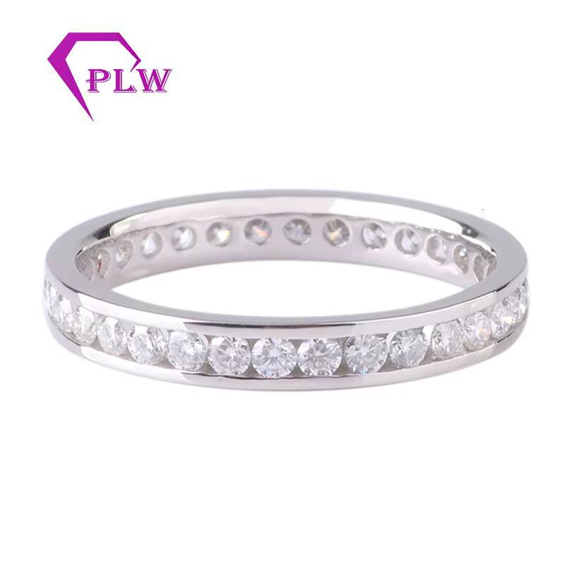 Provence Gem Pt950 Channel Setting Melee 2mm Moissanite Eternity Band Sit Flush Engagement Ring