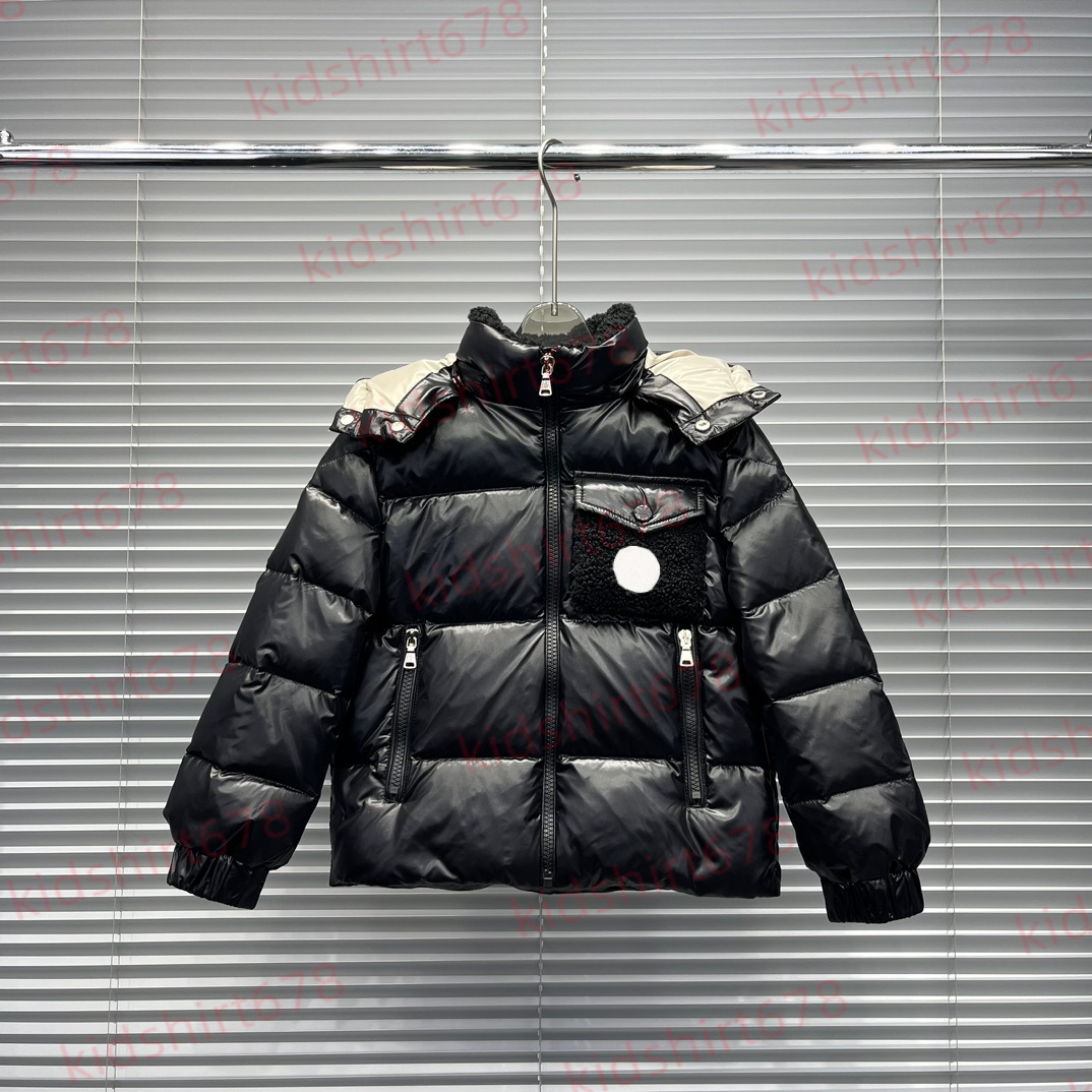 M brand hoodies kids designer coats Embroidered badge clothes fasion 100% goose down filling tops brand comfortable warm girl boy solid color coat hood school jacket