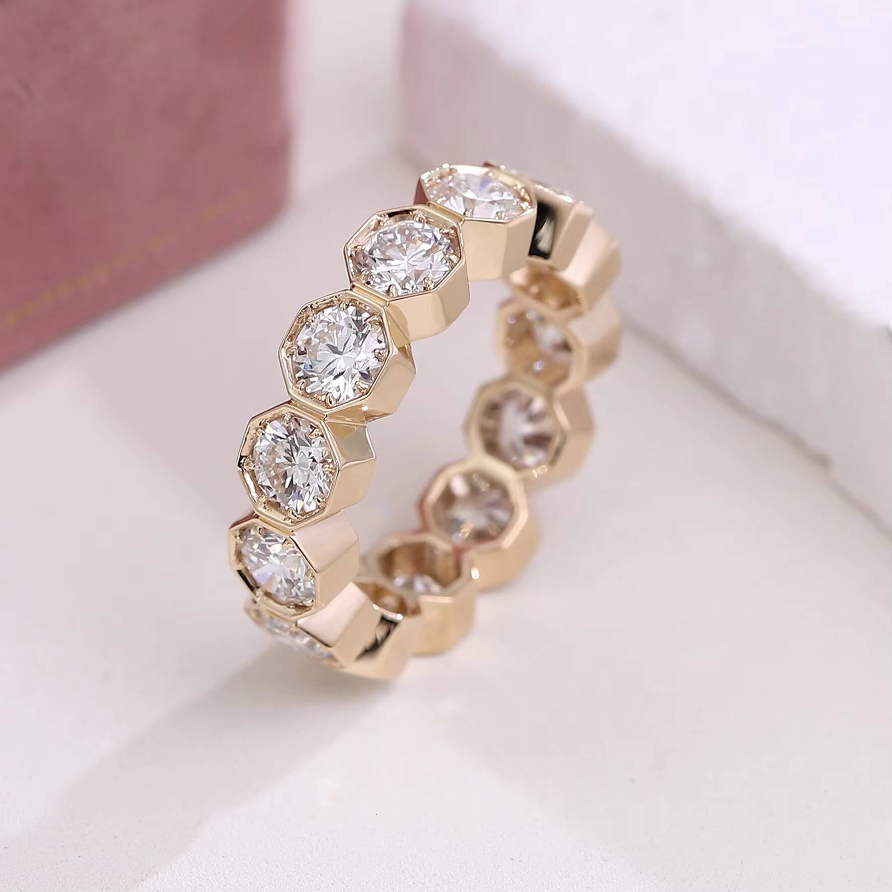 Fine Jewelry 4mm VS White Lab Diamond Ring IGI Certificate Engagementwedding 14K Yellow Gold Jewelry for Women