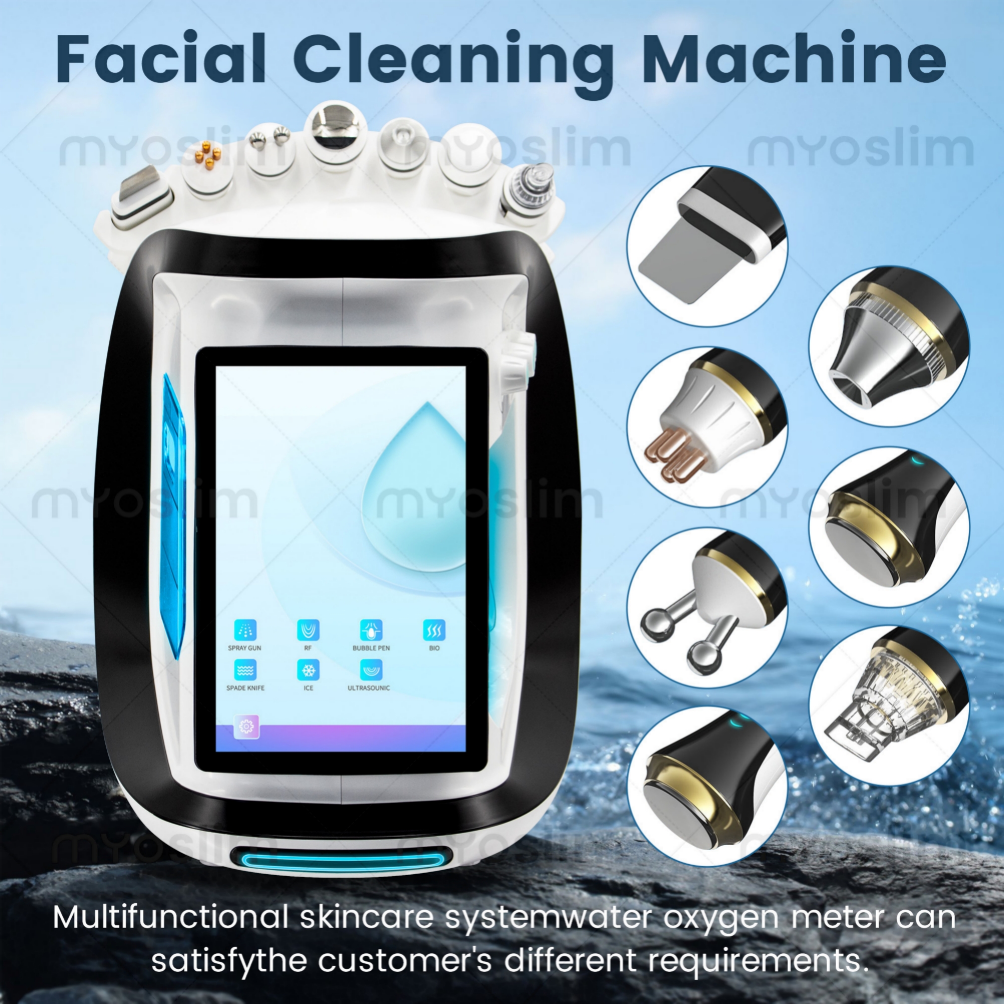 Professional Facial Machine 7 In 1 Hydro Dermabrasion Device For Spa Salon Skin Brightening Deep Cleaning Blackhead Removal Wrinkle Reduction