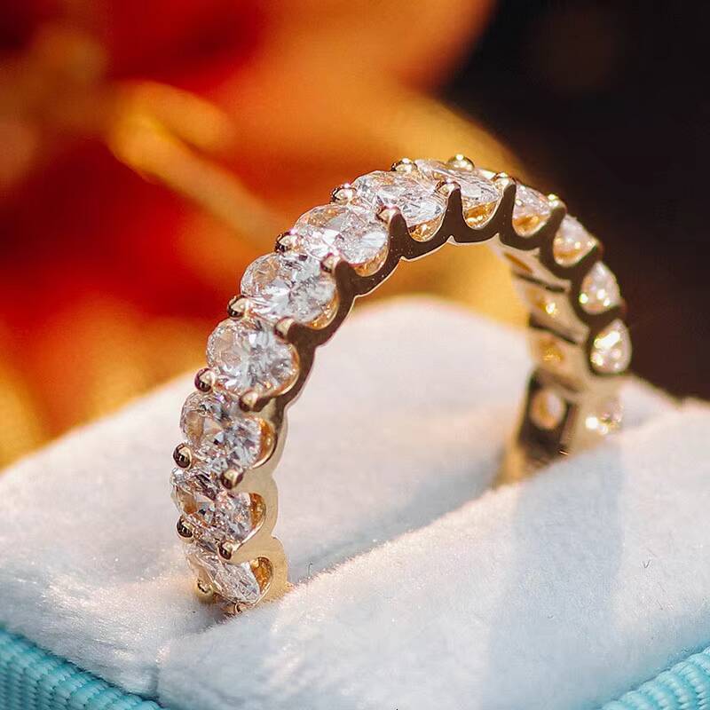 Oval Cut Lab Diamond Ring 10k Dubai Yellow Goldgold Lab Grown Diamond Half Eternity Ring Engagement Anniversary Birthday Ring