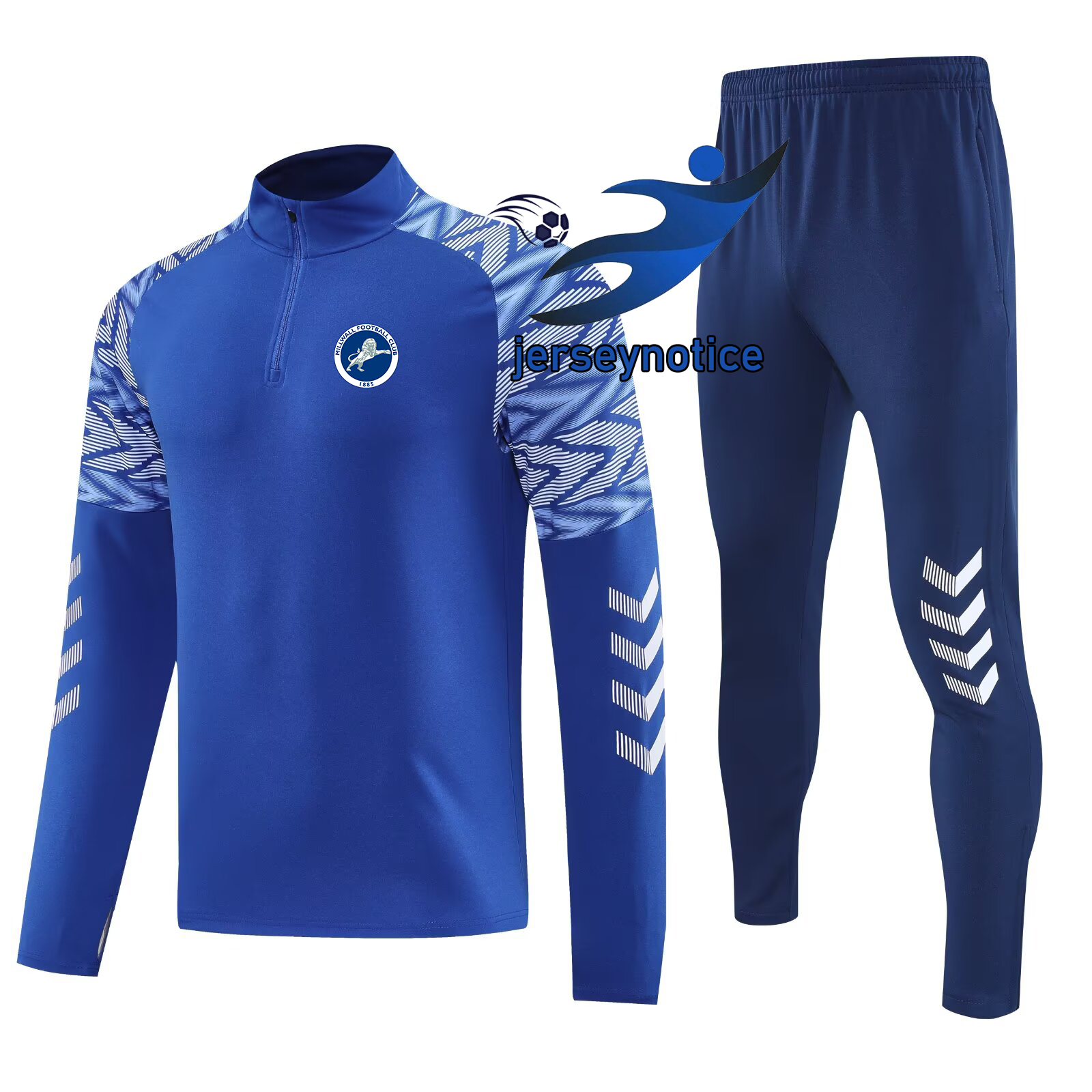 Millwall F.C. Soccer tracksuits training jacket Kids Kit Outdoor semi zipper long sleeve Football Shirt Kit Jogging leisure sports jacket