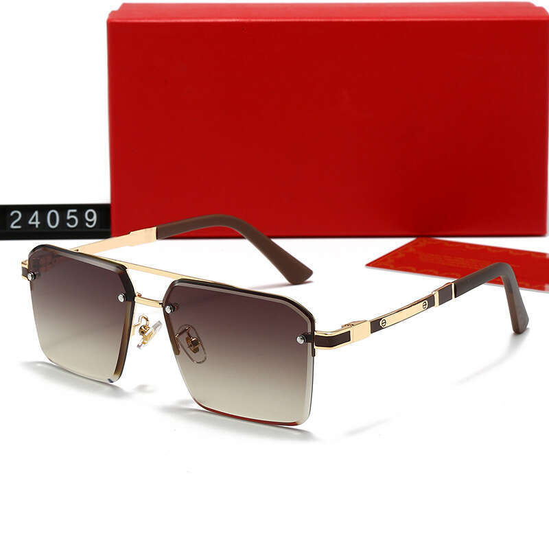 New Fashion Half-Frame Rimless for Women, Internet Celebrity Large Frame Sunglasses, Outdoor Metal Edge Trendy Sunglasses 24059 608