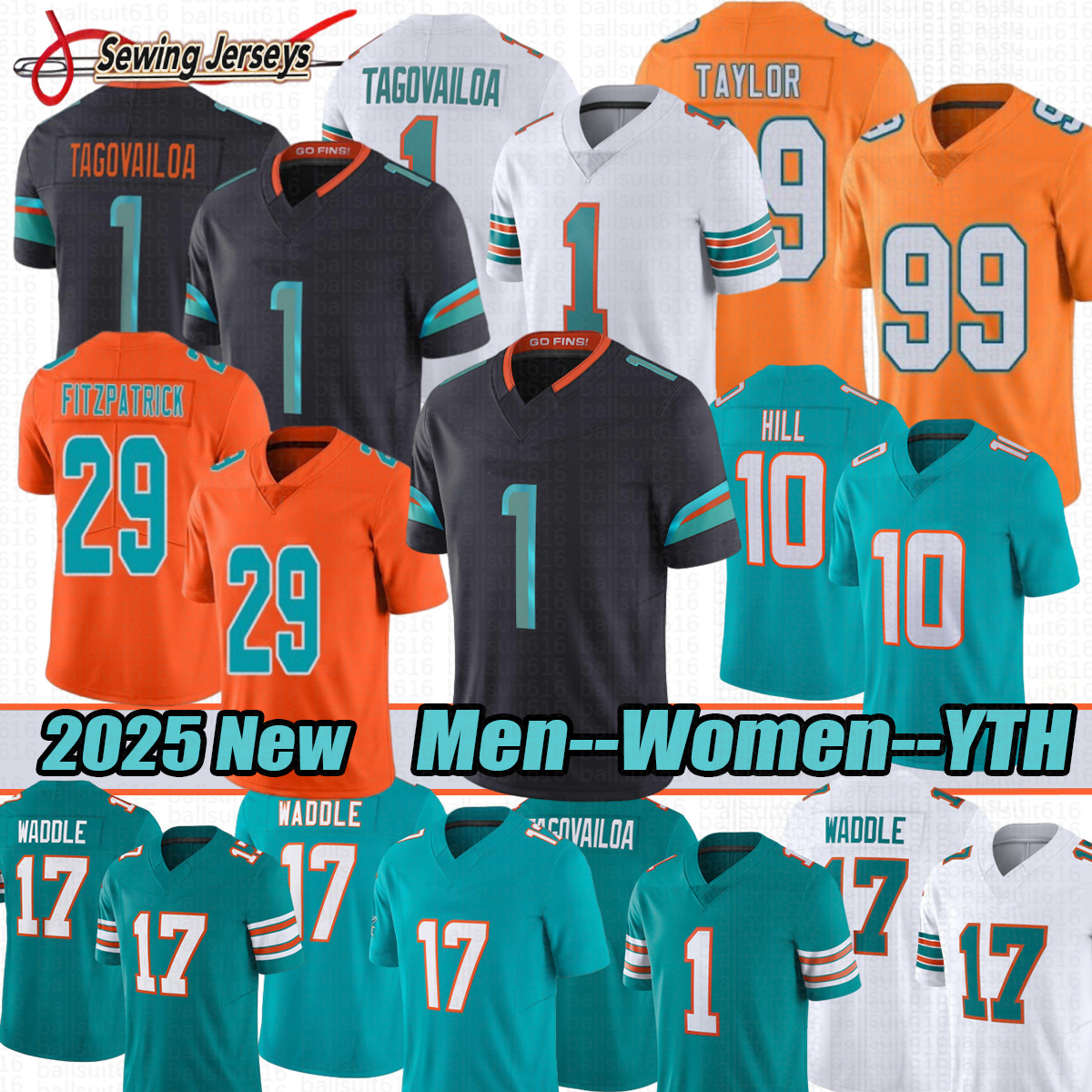 Miami Football Jerseys DolphinsJersey Tyreek Hill Tua Tagovailoa Jaylen Waddle Jalen Ramsey Odell Beckham Jr. DolphinsS Jersey