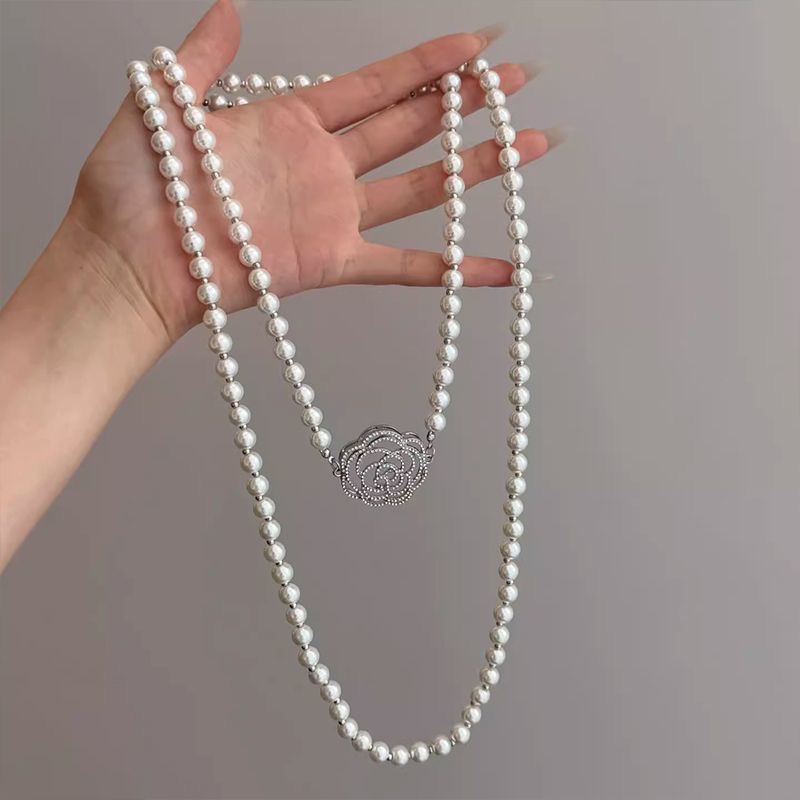 Camellia Pearl Long Sleeve Sweater Necklace Fashionable New Fall Elegant High-End Bestseller Luxury High-Grade Unique Style Quality