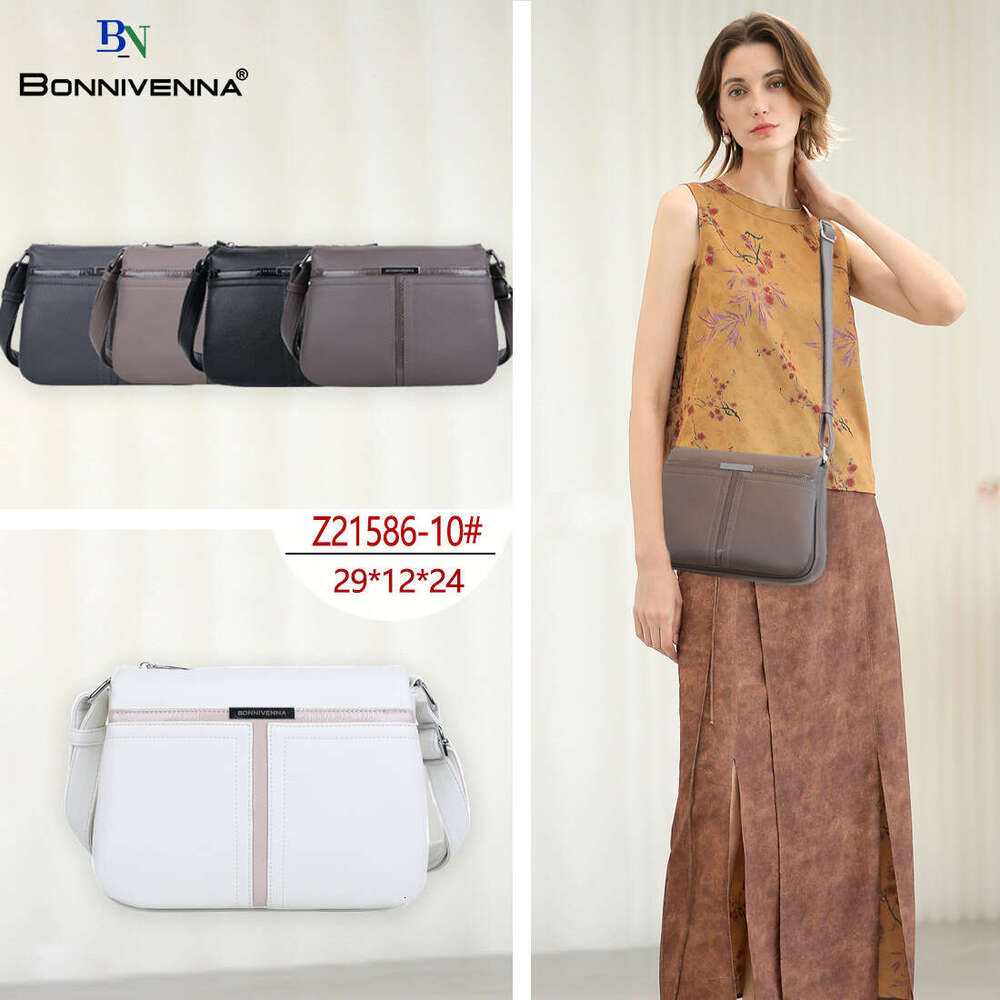 Russian Women's 2025 New Large Capacity Soft Leather Multi-layer Middle-aged Mom Crossbody Trendy Mommy Bag