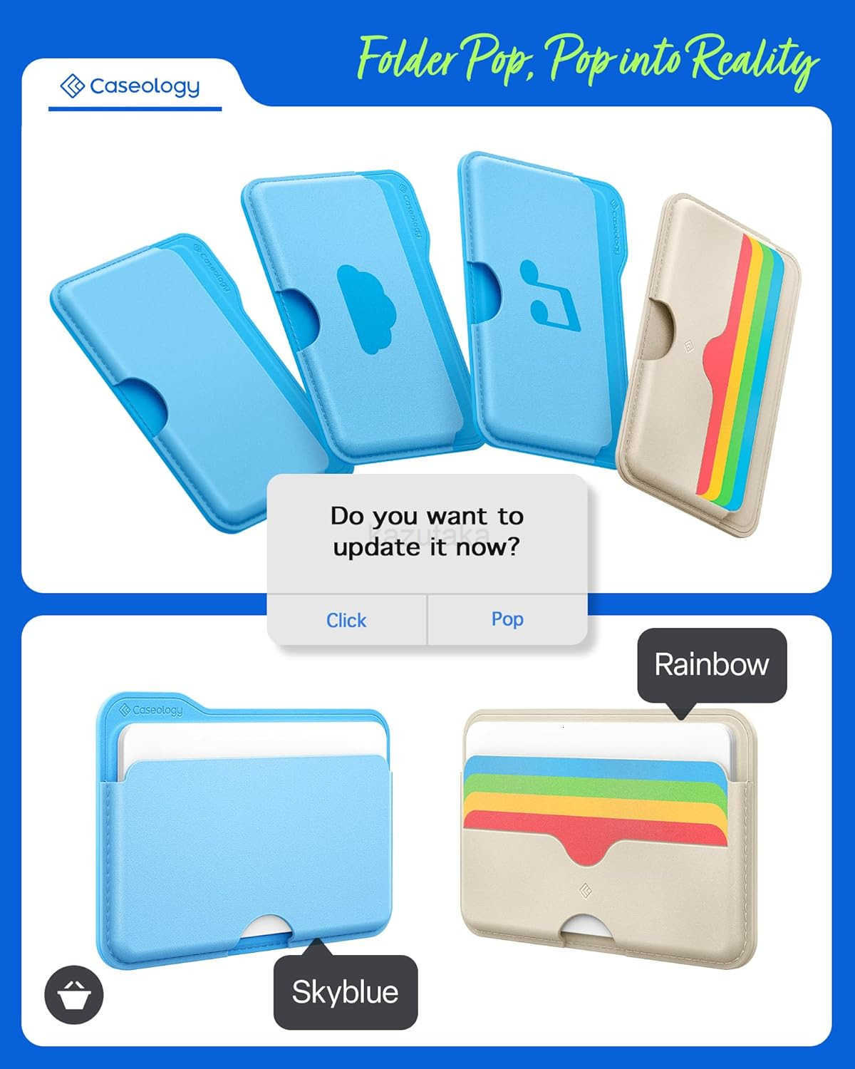 Folder Pop Builtin Magnet NonSlip Silicone pad Vegan Leather Wallet Magnetic Card Holder Sleeve Compatible with Magsafe for iPhone 16 15 14 13 12 Seri