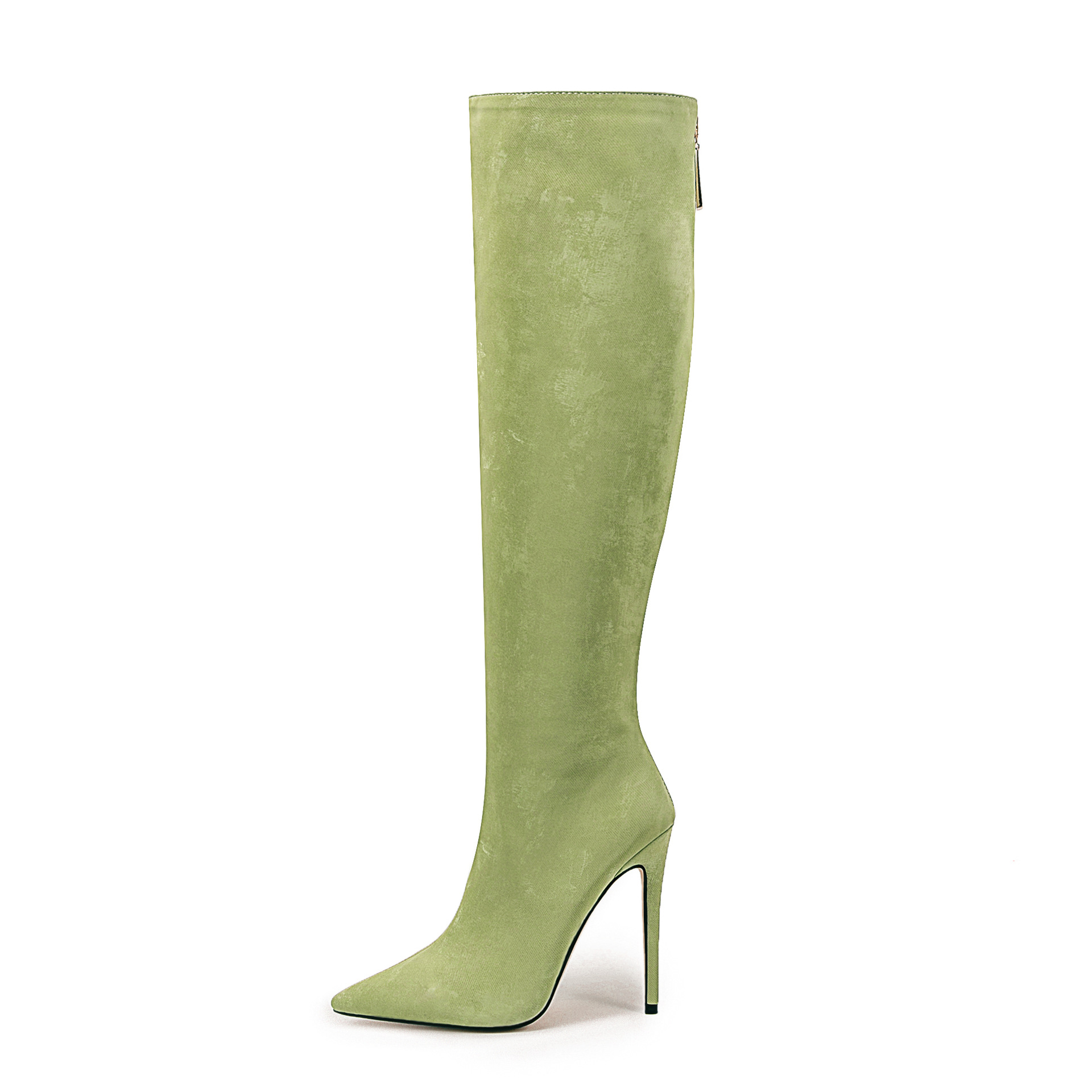 Chengdu Handmade Satin Pointed Toe Knee High Boots - Stiletto Heel Riding Boots (5 Elegant Colors) Slimming Runway Fashion Boots