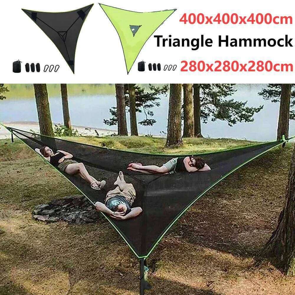 Portable Hammock Anti-Rollover Camping Triangle Bed Wear Resist Convenient Hanging Tree Tent For Hiking Travel 4M/2.8M