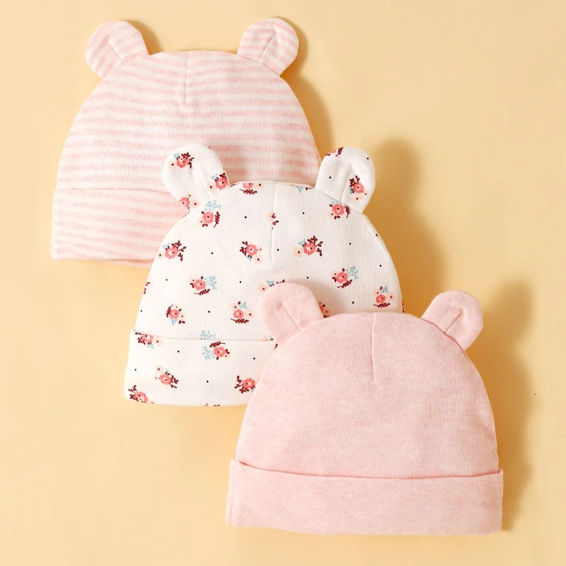 Three Piece Babys Hat 100 Cotton Soft and Comfortable Cap Fashionable Simple born Headgear 250906