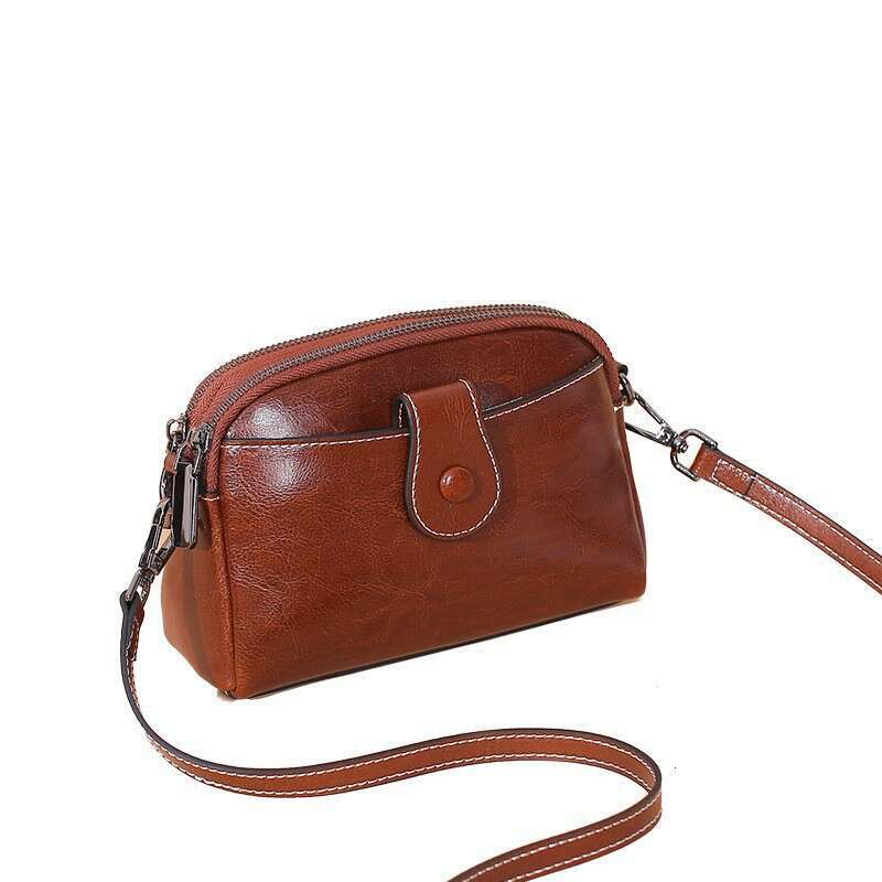 Genuine Leather 2025 New Women's Trendy Summer Fashion Ladies Phone Mom Single Shoulder Crossbody Bag